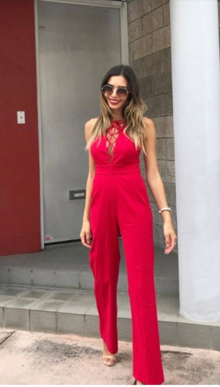 WAYF Womens Jumpsuit Red Full Length Size S Sleeveless Lace-up Front One Piece